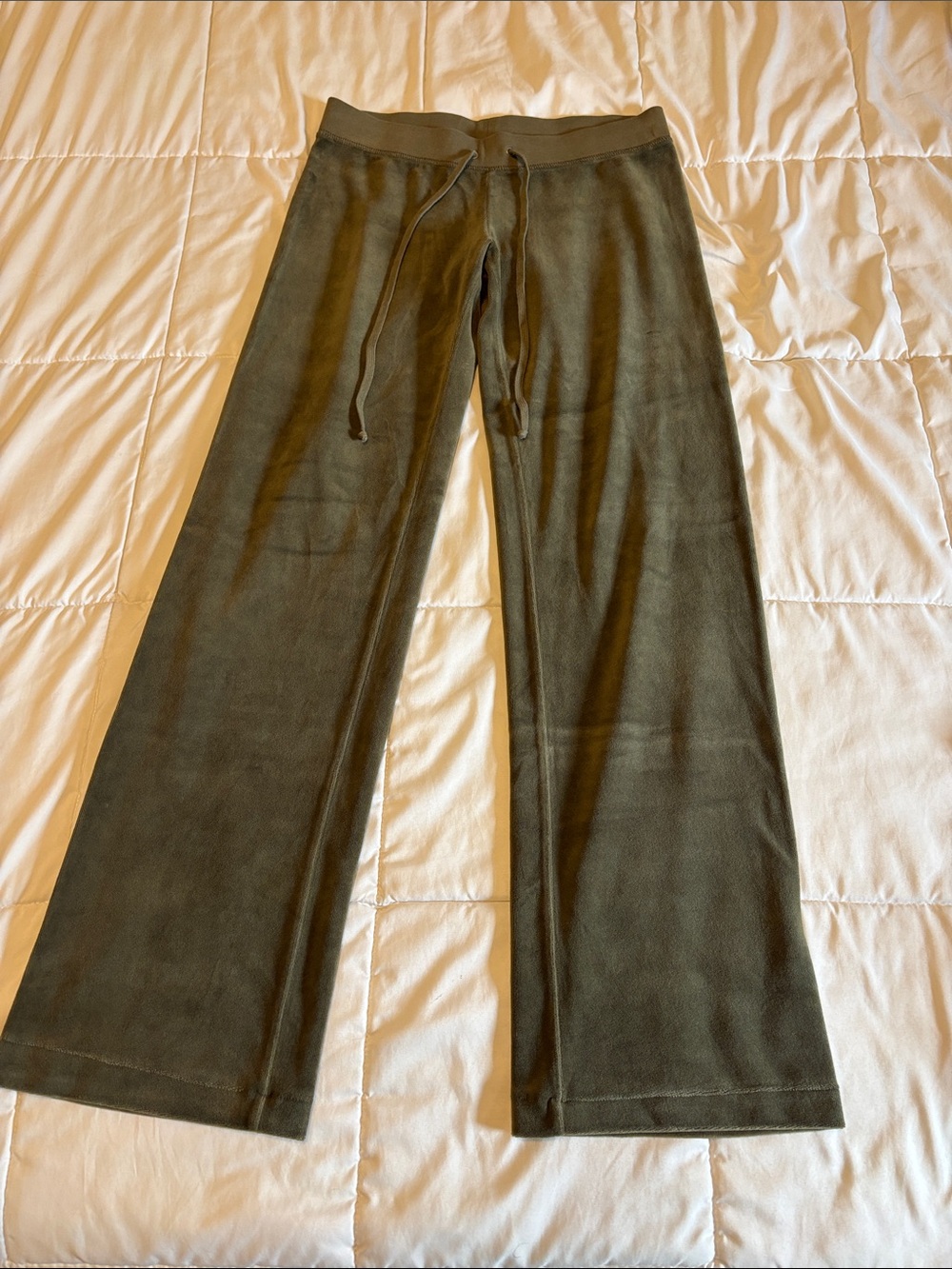 Juicy Couture Olive Green Wide-Leg Drawstring Pants